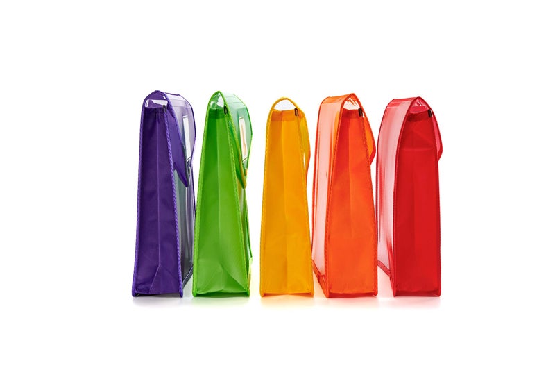 JIZISO Plastic File Folder Poly Envelope Expanding File Wallet Document Folder with Snap Button Closure, Legal Size, 5 Pack Large Waterproof Accordion File Pouch (Assorted Colors) - Image 2